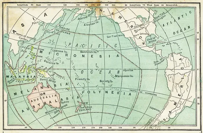 Framed Print : Polinesia and Micronesia map 1876 Framed Print : Polinesia and Micronesia map 1876