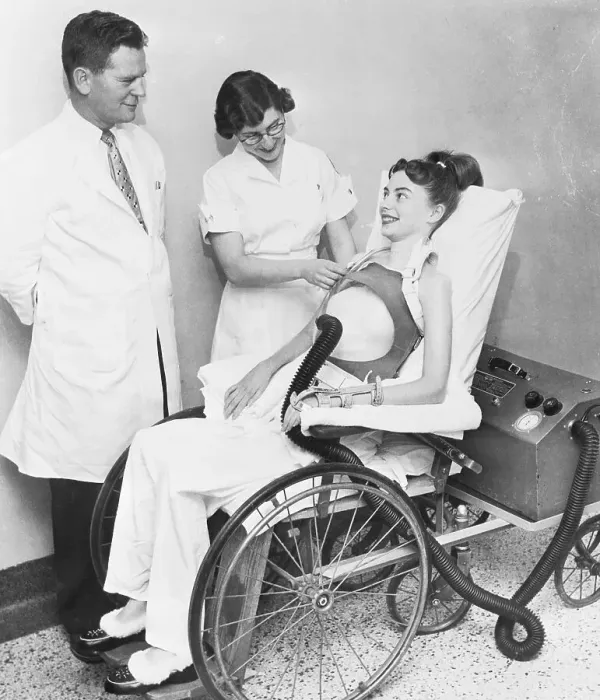 Framed Print : Polio Patient in a Newly Constructed Wheelchair Framed Print : Polio Patient in a Newly Constructed Wheelchair