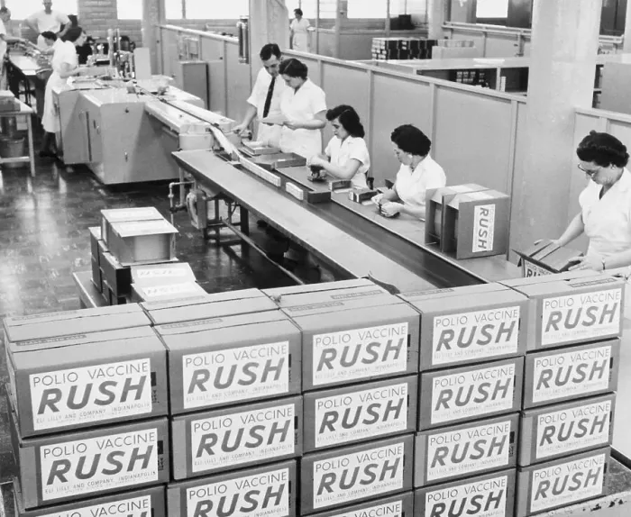 Framed Print : Polio Vaccine Finishing Line At Factory Framed Print : Polio Vaccine Finishing Line At Factory