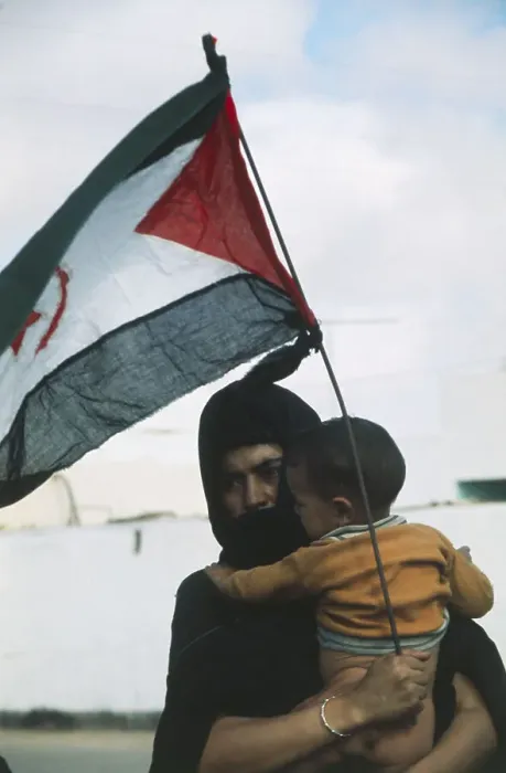 Framed Print : Polisario Member Holding Her Child Framed Print : Polisario Member Holding Her Child