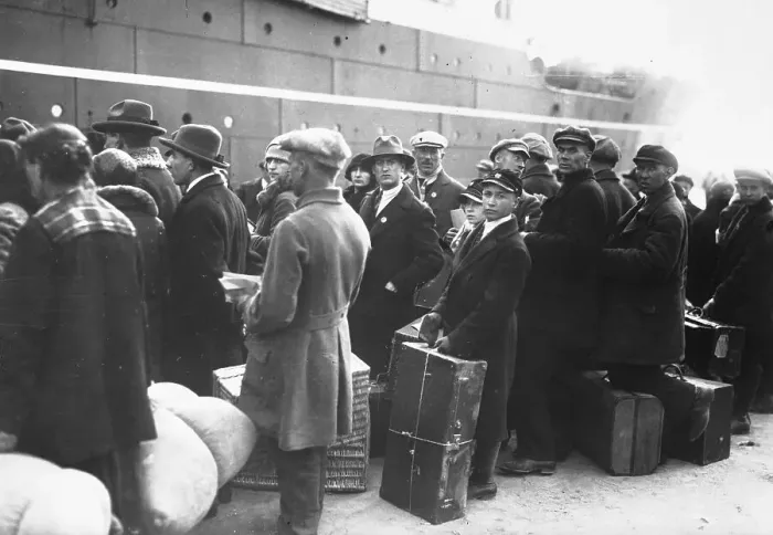 Framed Print : Polish Immigrants Embarking Framed Print : Polish Immigrants Embarking