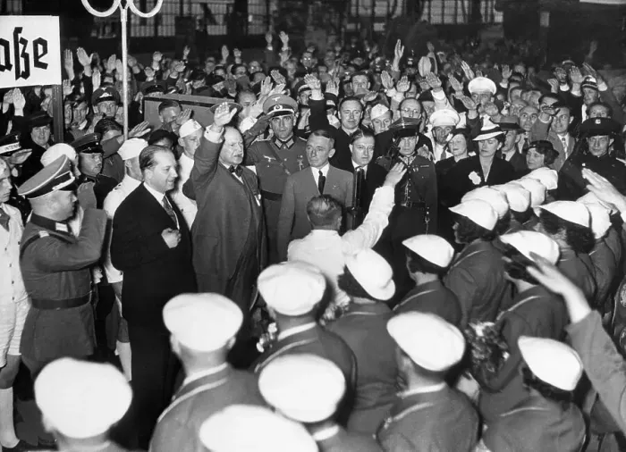 Framed Print : Polish Olympic Team Being Greeted by German Officials Framed Print : Polish Olympic Team Being Greeted by German Officials