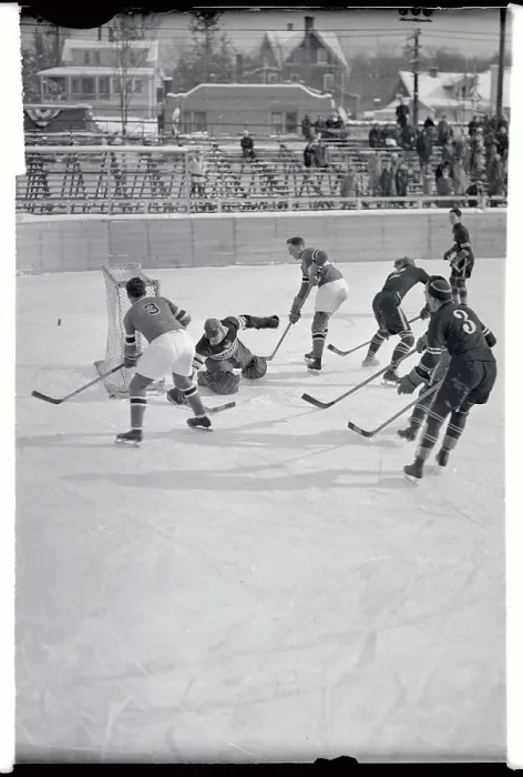 Framed Print : Polish and U.S.A. Man Passing Puck During Olympic Hockey Game Framed Print : Polish and U.S.A. Man Passing Puck During Olympic Hockey Game