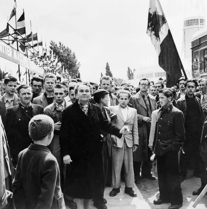 Framed Print : Polish Woman Talking to Rioters in Poznan 1956 Framed Print : Polish Woman Talking to Rioters in Poznan 1956