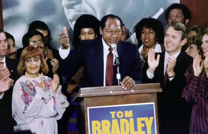 Framed Print : Political Candidate Tom Bradley with Wife and Supporters Framed Print : Political Candidate Tom Bradley with Wife and Supporters