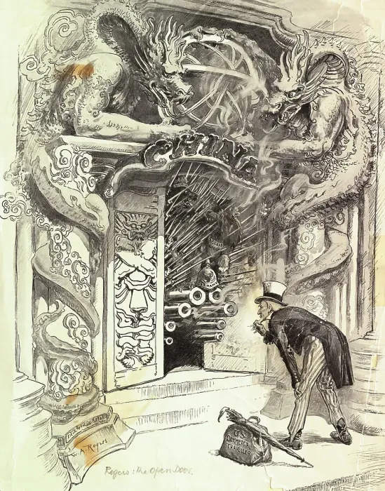 Framed Print : Political Cartoon Of Open Door In China Framed Print : Political Cartoon Of Open Door In China