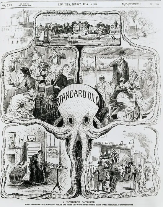 Framed Print : Political Cartoon of Pollution Problems with Standard Oil Company as Octopus Framed Print : Political Cartoon of Pollution Problems with Standard Oil Company as Octopus