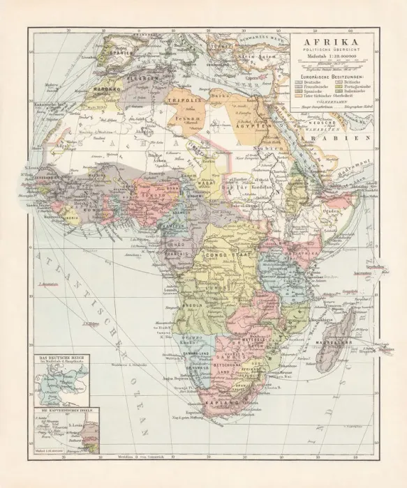 Framed Print : Political map of Africa, lithograph, published in 1899 Framed Print : Political map of Africa, lithograph, published in 1899