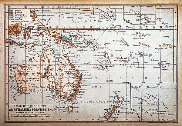 Political map of Australia and Polynesia