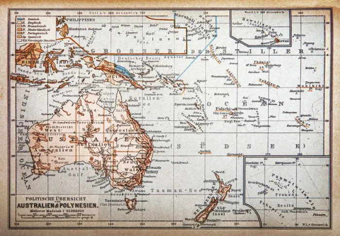 Framed Print : Political map of Australia and Polynesia Framed Print : Political map of Australia and Polynesia