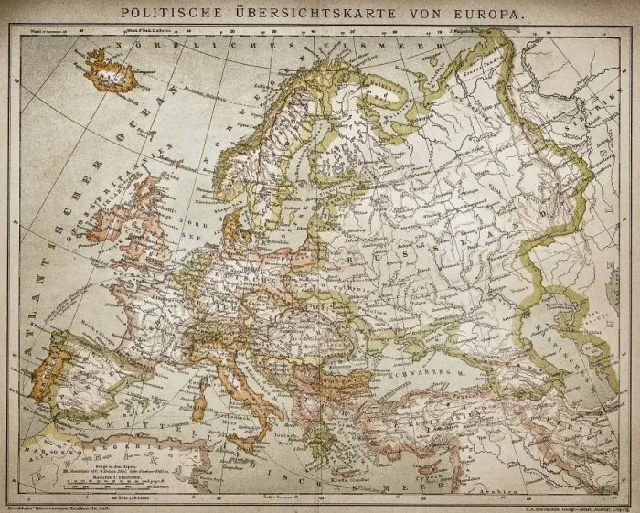 Framed Print : Political outline map of Europe
