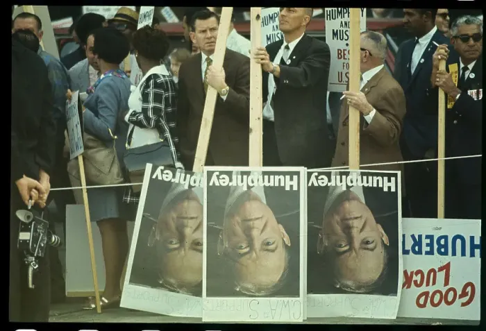 Framed Print : Political Supporters Holding Hubert Humphrey Signs Framed Print : Political Supporters Holding Hubert Humphrey Signs