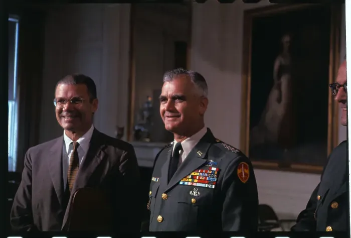 Framed Print : Politician and General Waiting for President Johnson Framed Print : Politician and General Waiting for President Johnson
