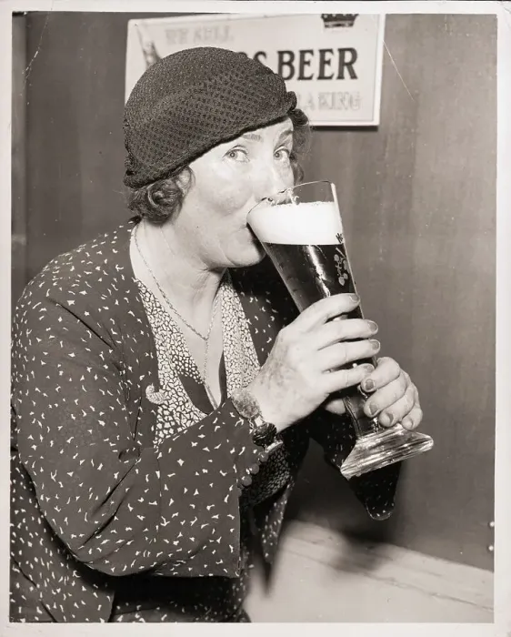 Framed Print : Polly Moran Drinking Beer