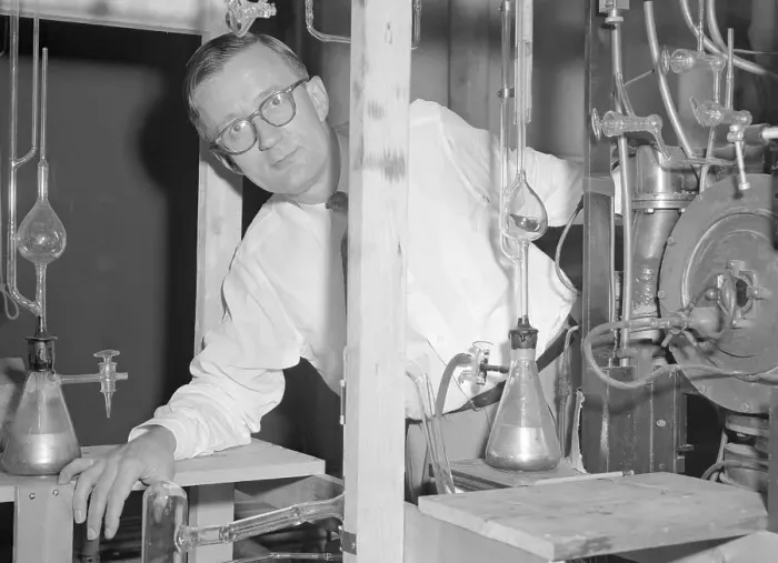 Framed Print : Polykarp Kusch Working in His Laboratory Framed Print : Polykarp Kusch Working in His Laboratory
