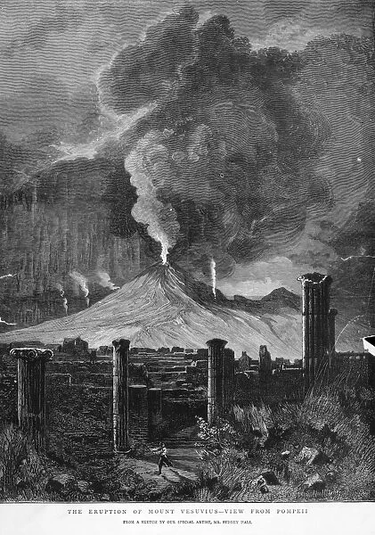 Pompeii. The eruption of Mount Vesuvius on 26th April 1872, seen