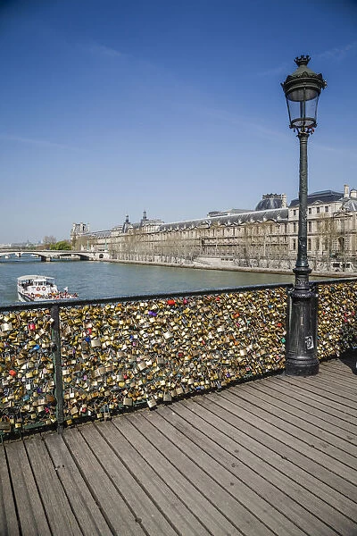 Pont des Arts with love locks in Paris, France