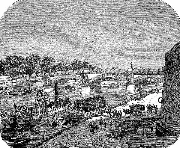 The Pont des Invalides Bridge in Paris circa 1870, France, Historic, Digital Reproduction of an Original 19th century Artwork