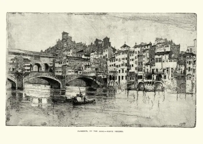 Framed Print : Ponte Vecchio, Florence, Italy, 19th Century Framed Print : Ponte Vecchio, Florence, Italy, 19th Century