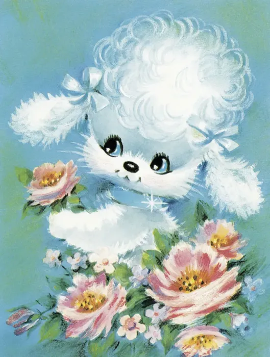 Framed Print : Poodle and Flowers Framed Print : Poodle and Flowers