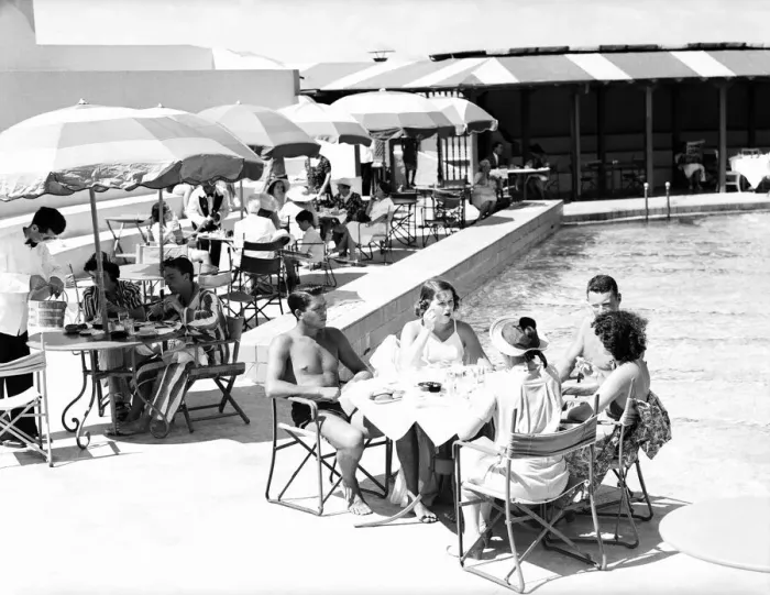 Framed Print : Poolside dining Framed Print : Poolside dining