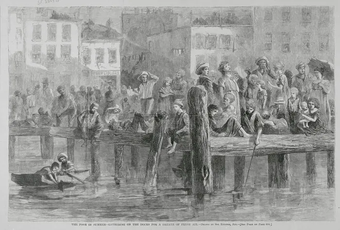 Framed Print : Poor City Dwellers Enjoying Dock Area for Fun Framed Print : Poor City Dwellers Enjoying Dock Area for Fun