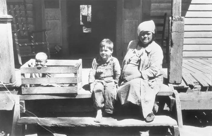 Framed Print : Poor Farm Family on Front Porch Framed Print : Poor Farm Family on Front Porch