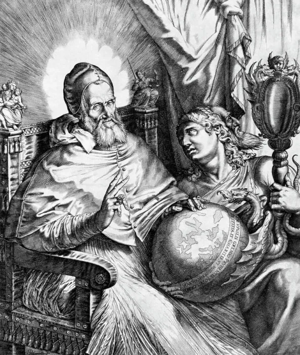 Framed Print : Pope Gregory Seated with Globe in Lap Framed Print : Pope Gregory Seated with Globe in Lap