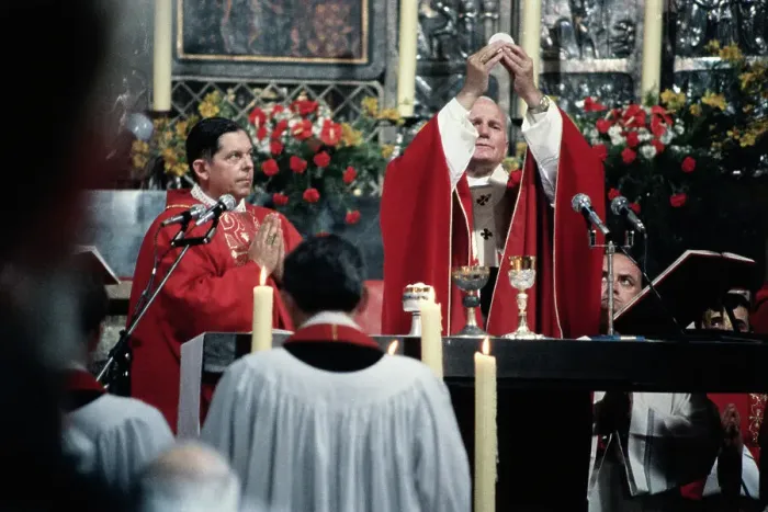 Framed Print : Pope Holds up Eucharist During Mass Framed Print : Pope Holds up Eucharist During Mass