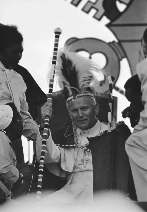 Framed Print : Pope John Paul II in a African Headdress Framed Print : Pope John Paul II in a African Headdress