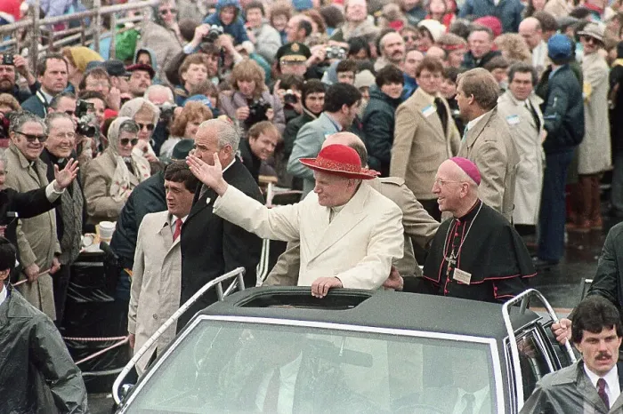 Framed Print : Pope John Paul II and Bishop Robert Whelan in Crowd Framed Print : Pope John Paul II and Bishop Robert Whelan in Crowd