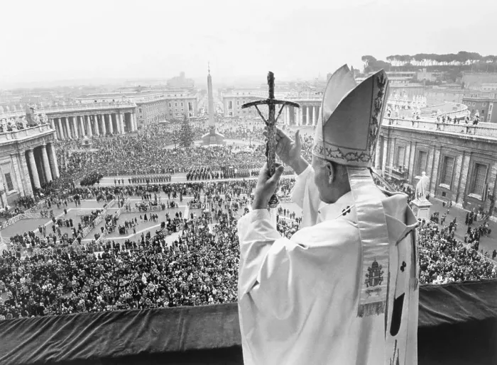 Framed Print : Pope John Paul II Blesses Crowd Framed Print : Pope John Paul II Blesses Crowd