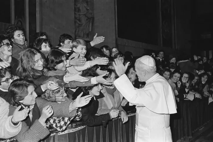 Framed Print : Pope John Paul II With Crowd