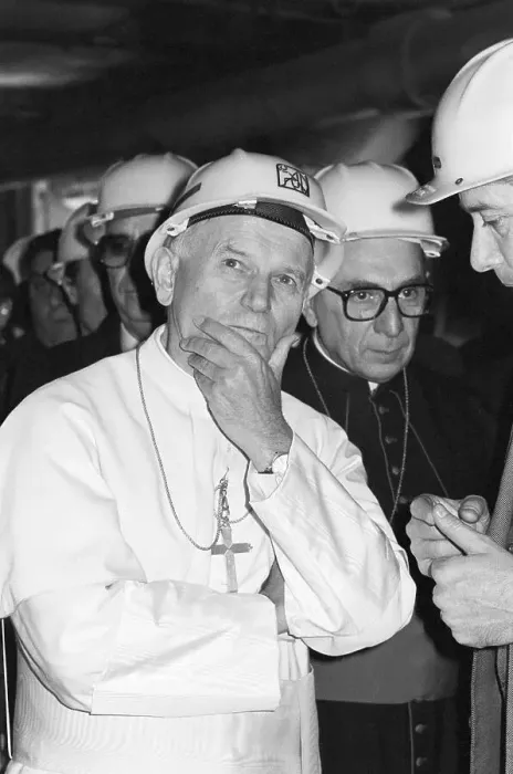 Framed Print : Pope John Paul II In Hard Hat Framed Print : Pope John Paul II In Hard Hat