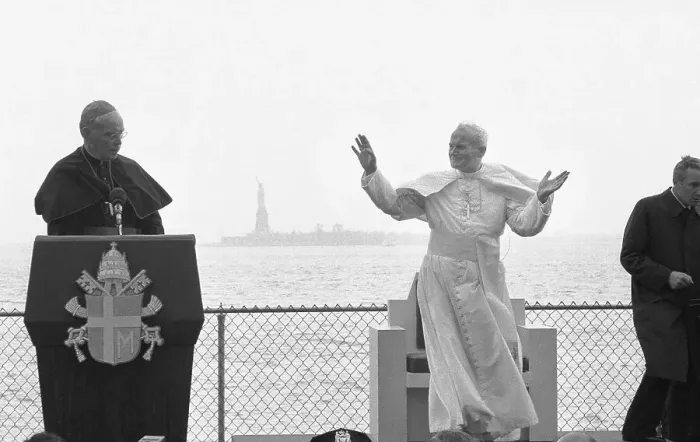 Framed Print : Pope John Paul II Praising US Freedom