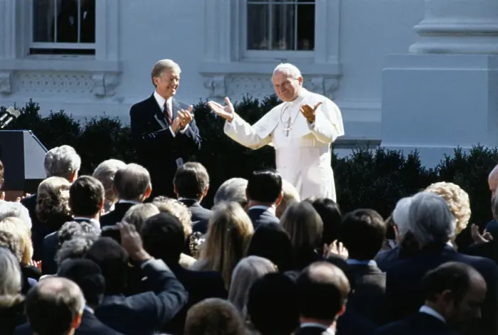 Framed Print : Pope John Paul II and President Jimmy Carter