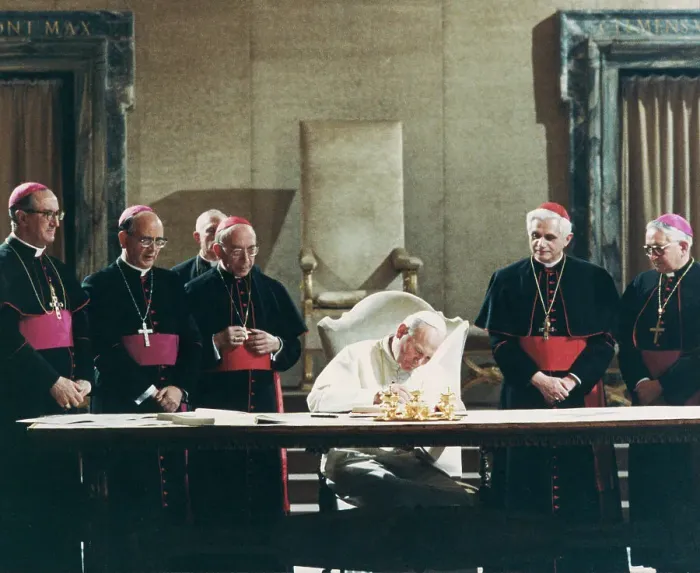 Framed Print : Pope John Paul II Signs Law Framed Print : Pope John Paul II Signs Law