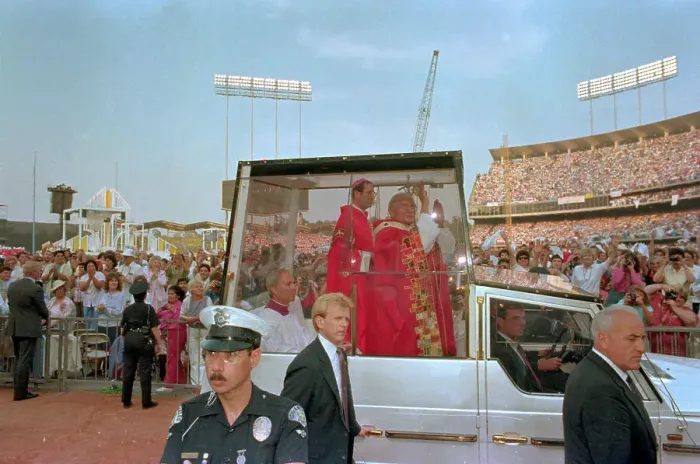 Framed Print : Pope John Paul II Traveling in Motorcade Framed Print : Pope John Paul II Traveling in Motorcade