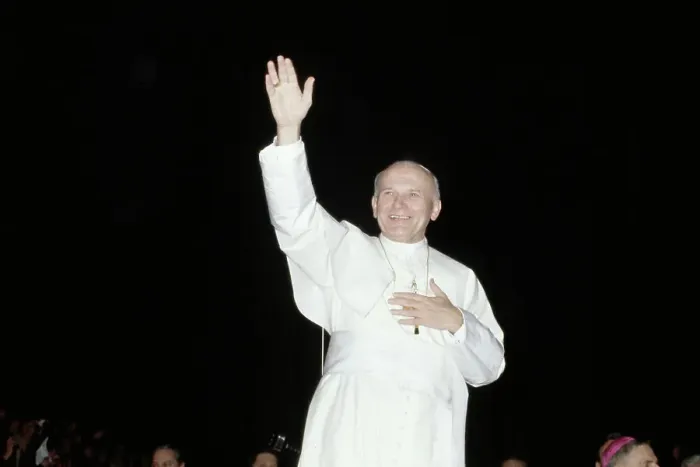 Framed Print : Pope John Paul II Waves to Cheering Kids Framed Print : Pope John Paul II Waves to Cheering Kids