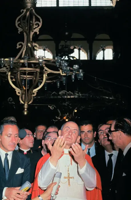 Framed Print : Pope Paul VI with Newsmen Framed Print : Pope Paul VI with Newsmen