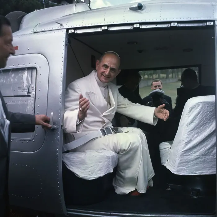 Framed Print : Pope Paul VI Riding in a Helicopter Framed Print : Pope Paul VI Riding in a Helicopter