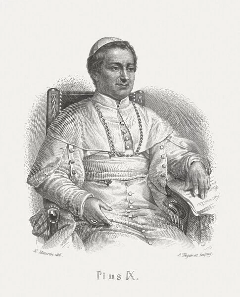 Pope Pius IX (1792-1878), steel engraving, published in 1868