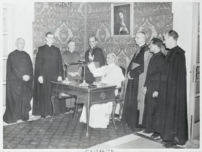 Framed Print : Pope Pius XII Addressing Radio Audience
