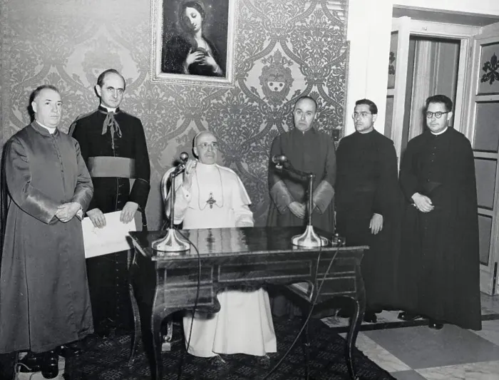 Framed Print : Pope Pius XII Delivering a Radio Message Framed Print : Pope Pius XII Delivering a Radio Message