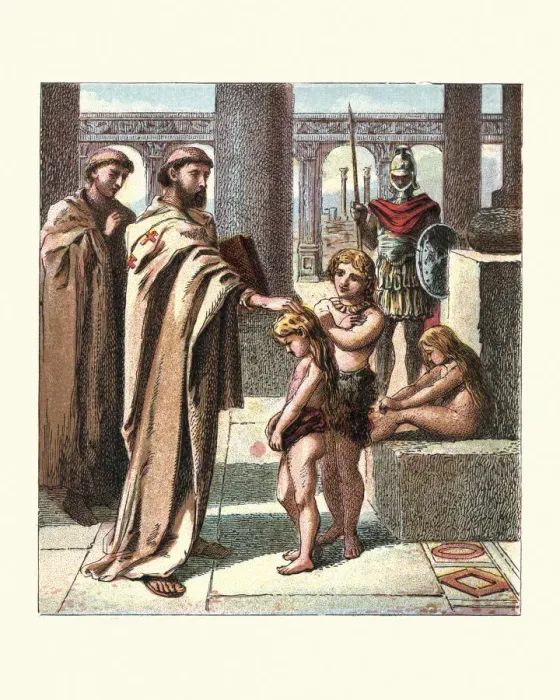 Framed Print : The Pope and the Saxon Children Framed Print : The Pope and the Saxon Children