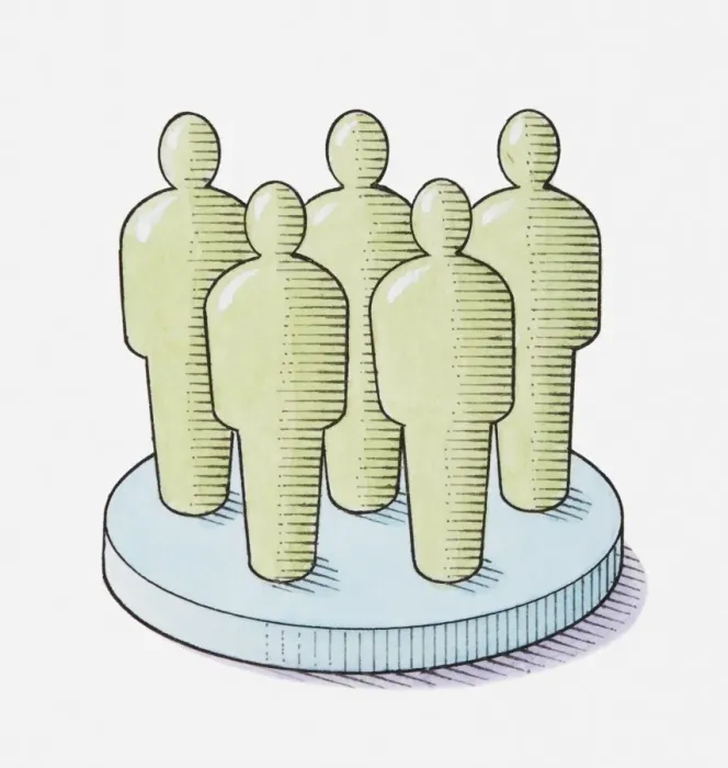 Framed Print : Population chart represented by outlines of people Framed Print : Population chart represented by outlines of people