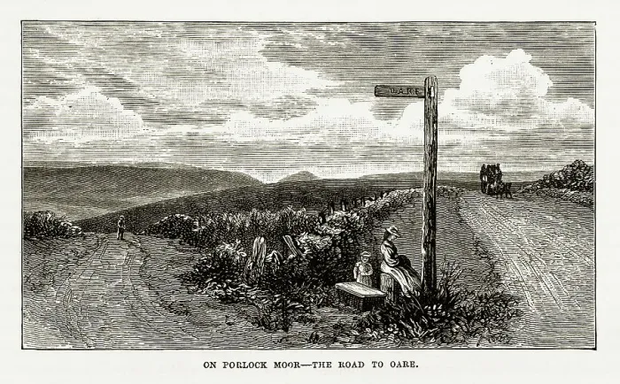 Framed Print : On Porlock Moor, The Road to Oare, Exmoor, England Victorian Engraving, 1840 Framed Print : On Porlock Moor, The Road to Oare, Exmoor, England Victorian Engraving, 1840