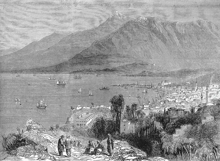 Framed Print : The Port of Beirut and the Mountainous Landscape in the Background, 1869, Lebanon, Historic, digitally restored reproduction of an original 19th century painting, exact original date unknown Framed Print : The Port of Beirut and the Mountainous Landscape in the Background, 1869, Lebanon, Historic, digitally restored reproduction of an original 19th century painting, exact original date unknown