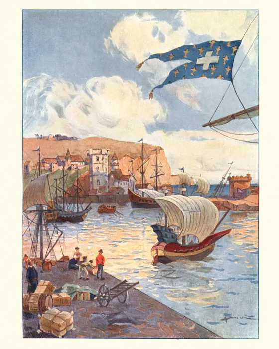 Framed Print : Port of Dieppe, France in the 15th Century Framed Print : Port of Dieppe, France in the 15th Century