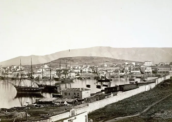 Framed Print : The Port of Piraeus, Piraeus, in 1875, Greece, Historical, digitally restored reproduction from a 19th century original